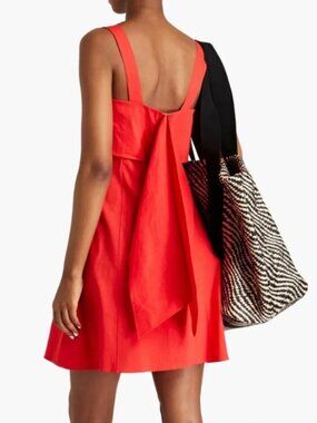 Theory Drape Back Mini Dress: Good Linen in Poppy size 12